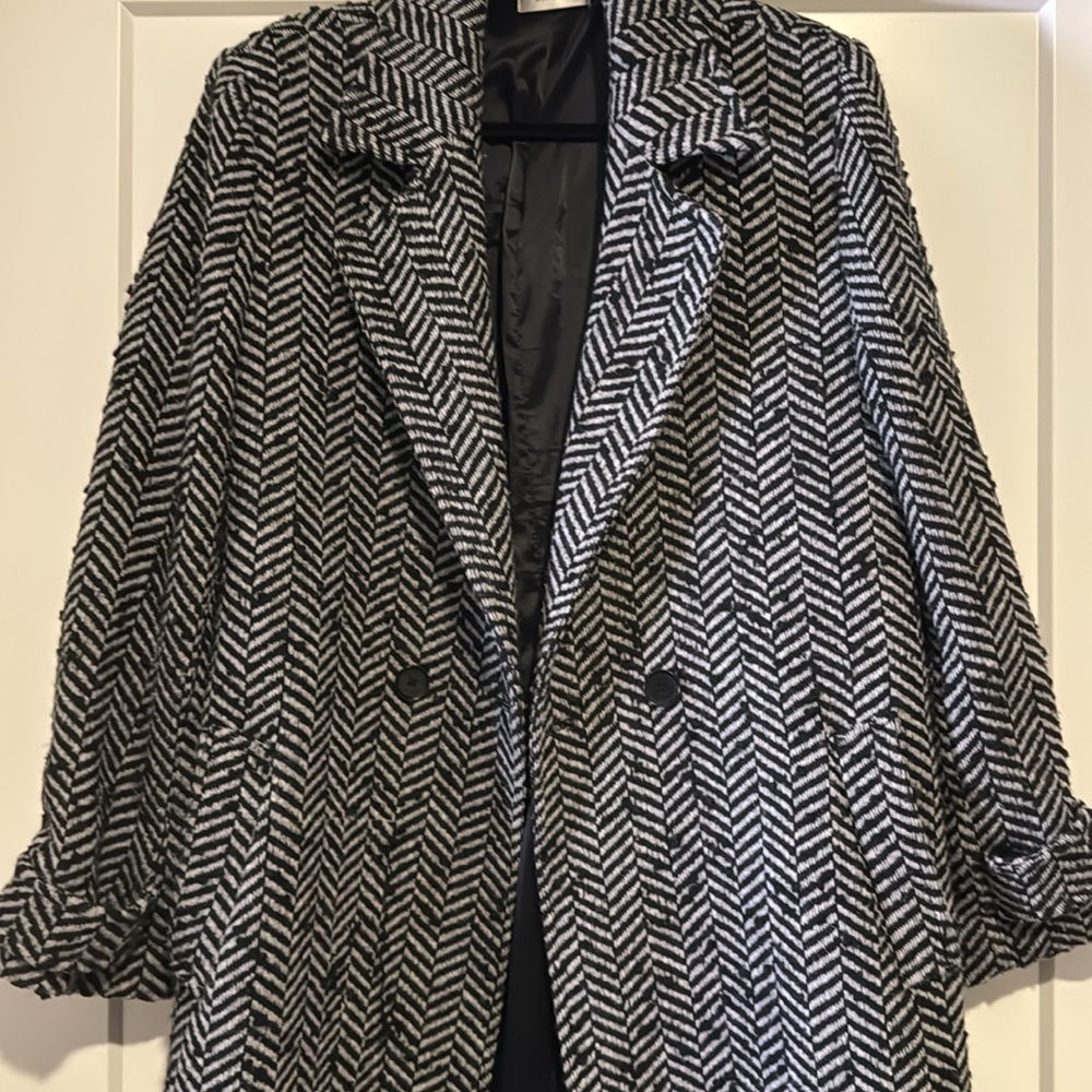 Anine Bing Elodie Herringbone Tweed Long Overcoat - Picture 4 of 14